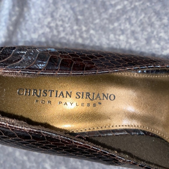 Christian Siriano Brown Faux  Snake Skin Stiletto Shoes - Picture 3 of 8